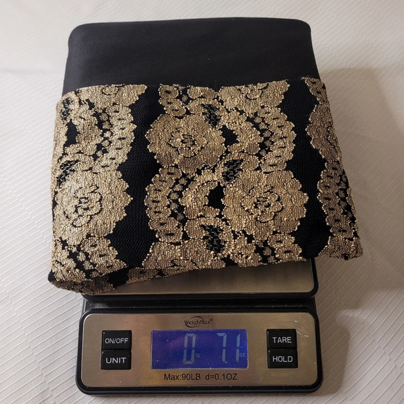 January 7 Black and Gold Bodycon Halter Midi Dress sz M - Picture 6 of 6